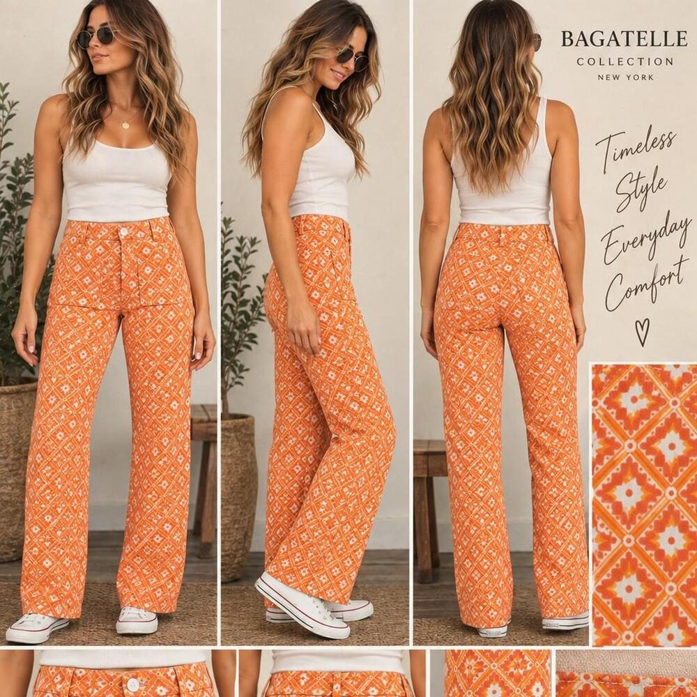 Bagatelle Women's Orange Trousers 97% cotton